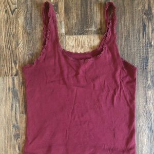 Pink or mauve tank top crop top with lace straps